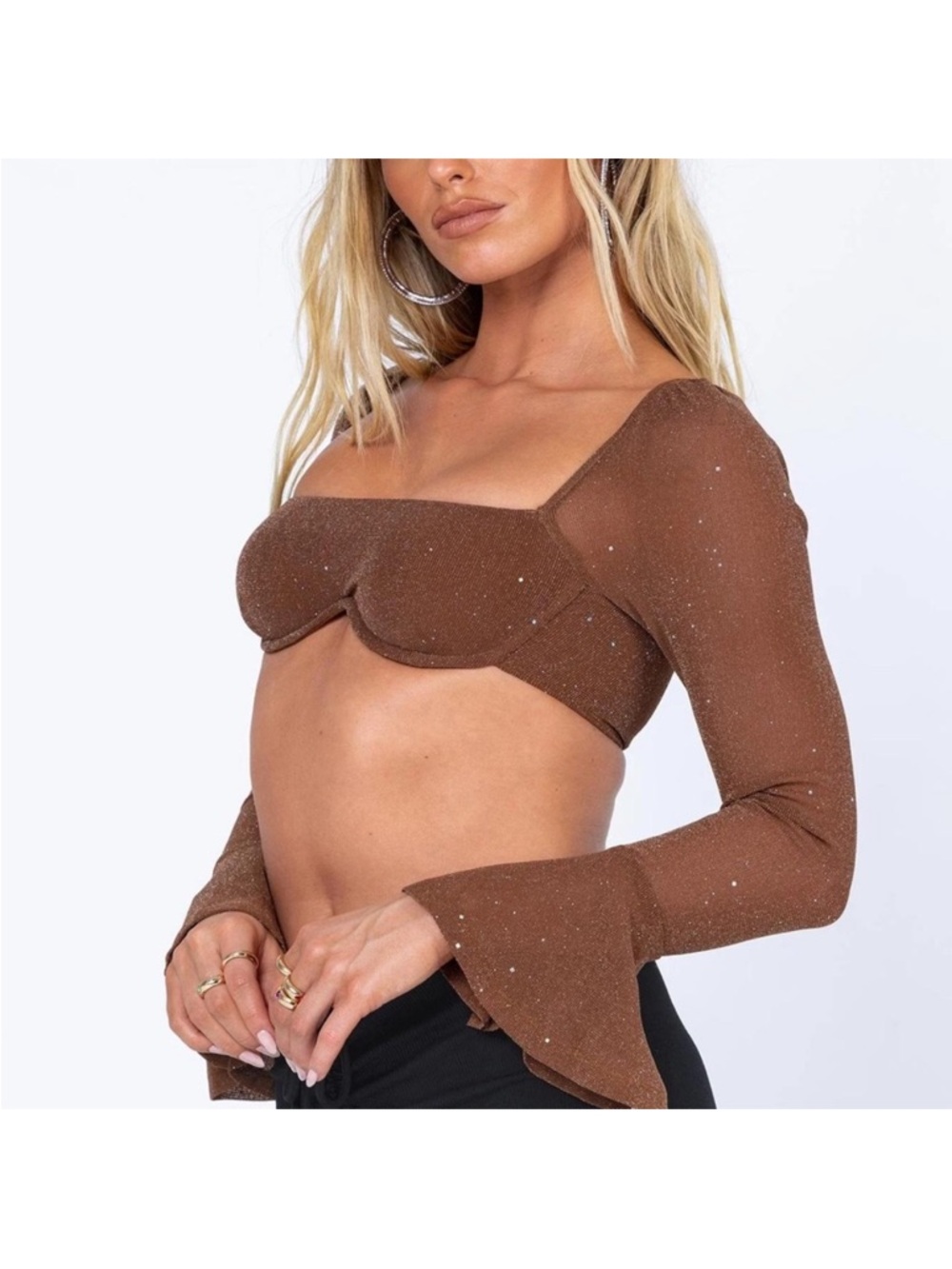 Princess Polly Brown Sparkle Crop Top & Skirt Set